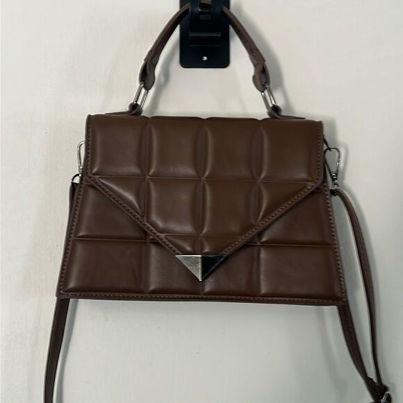 Fashion Rhombus brown‎ quilted crossbody shoulder bag - Picture 4 of 16